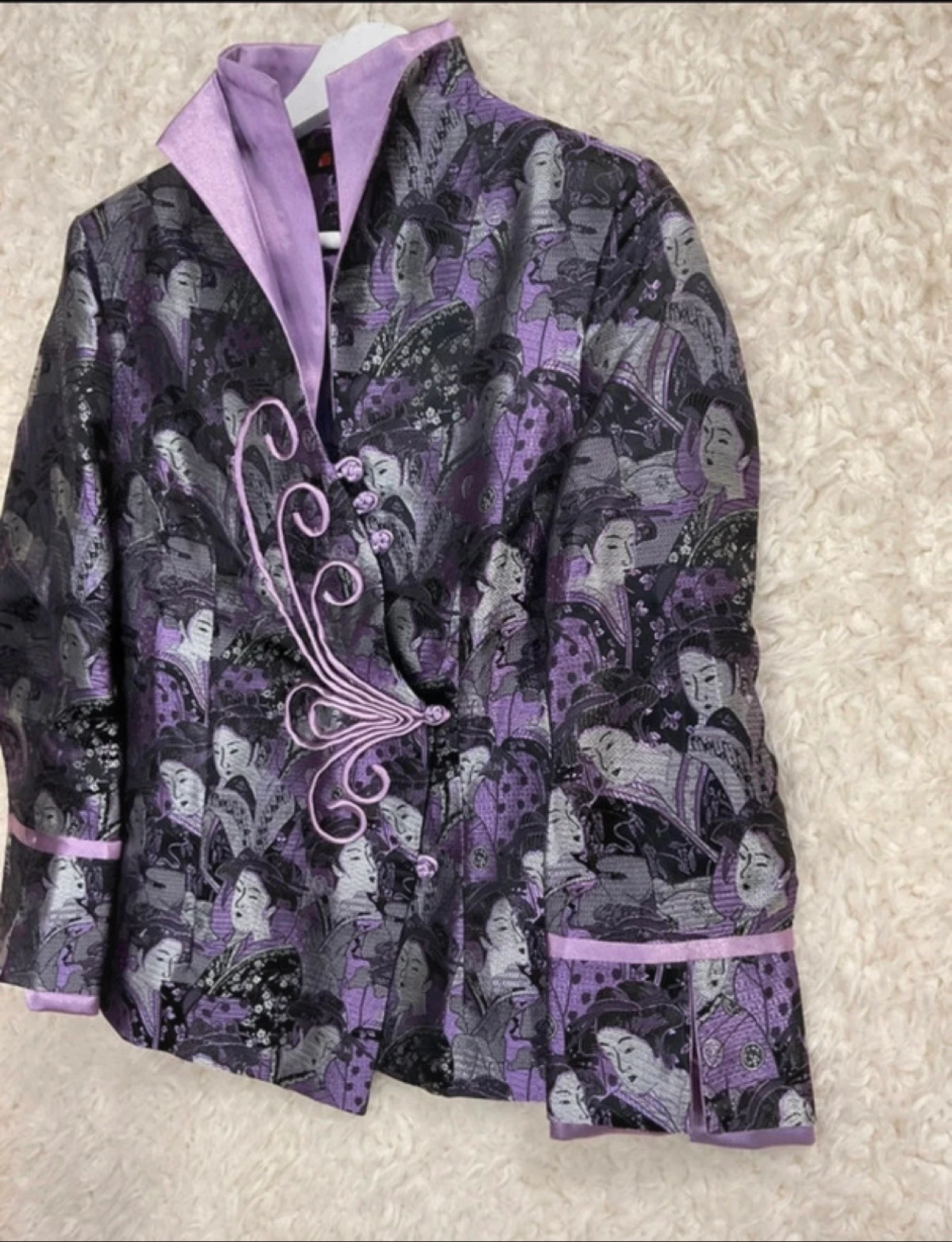 Chaqueta asiática tono gris y malva talla 38 estilo japonés / chino – photo 2
